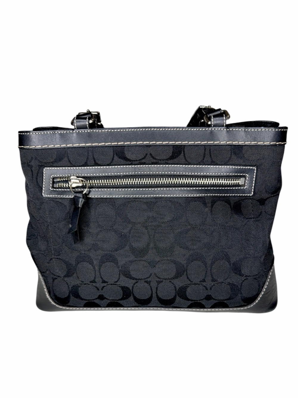 VTG Coach Hampton Black Leather Satchel Top Handle Jacquard Handbag K04M-6830 - Picture 5 of 16